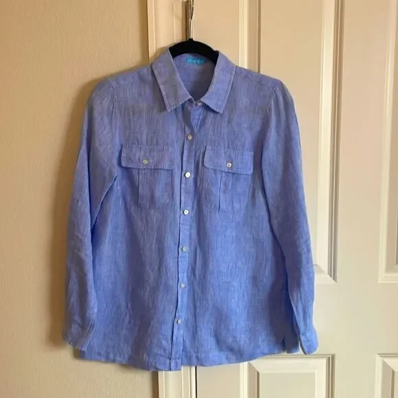 J. McLaughlin Button Down Linen Top - Picture 1 of 2
